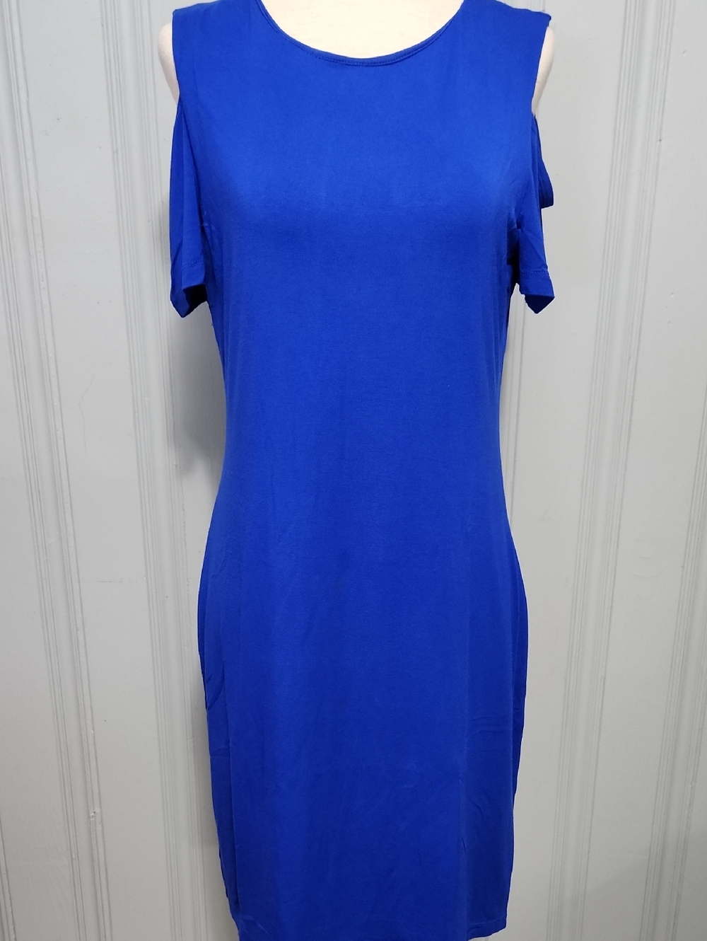 1 State- Royal Blue Cold-Shoulder Shift Dress